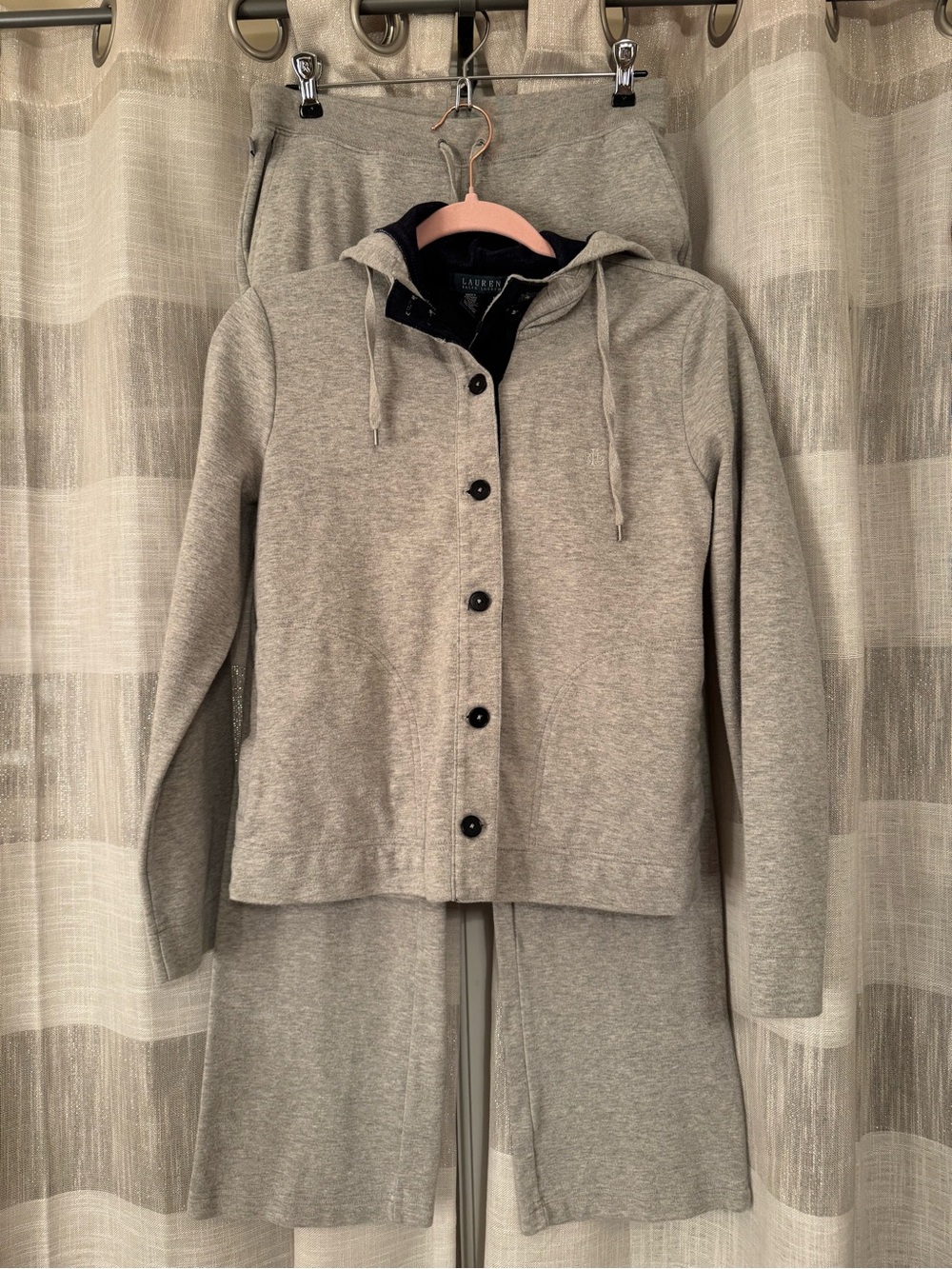 Ralph Lauren Gray Hooded Button-Up Jacket w/ Matching Pants